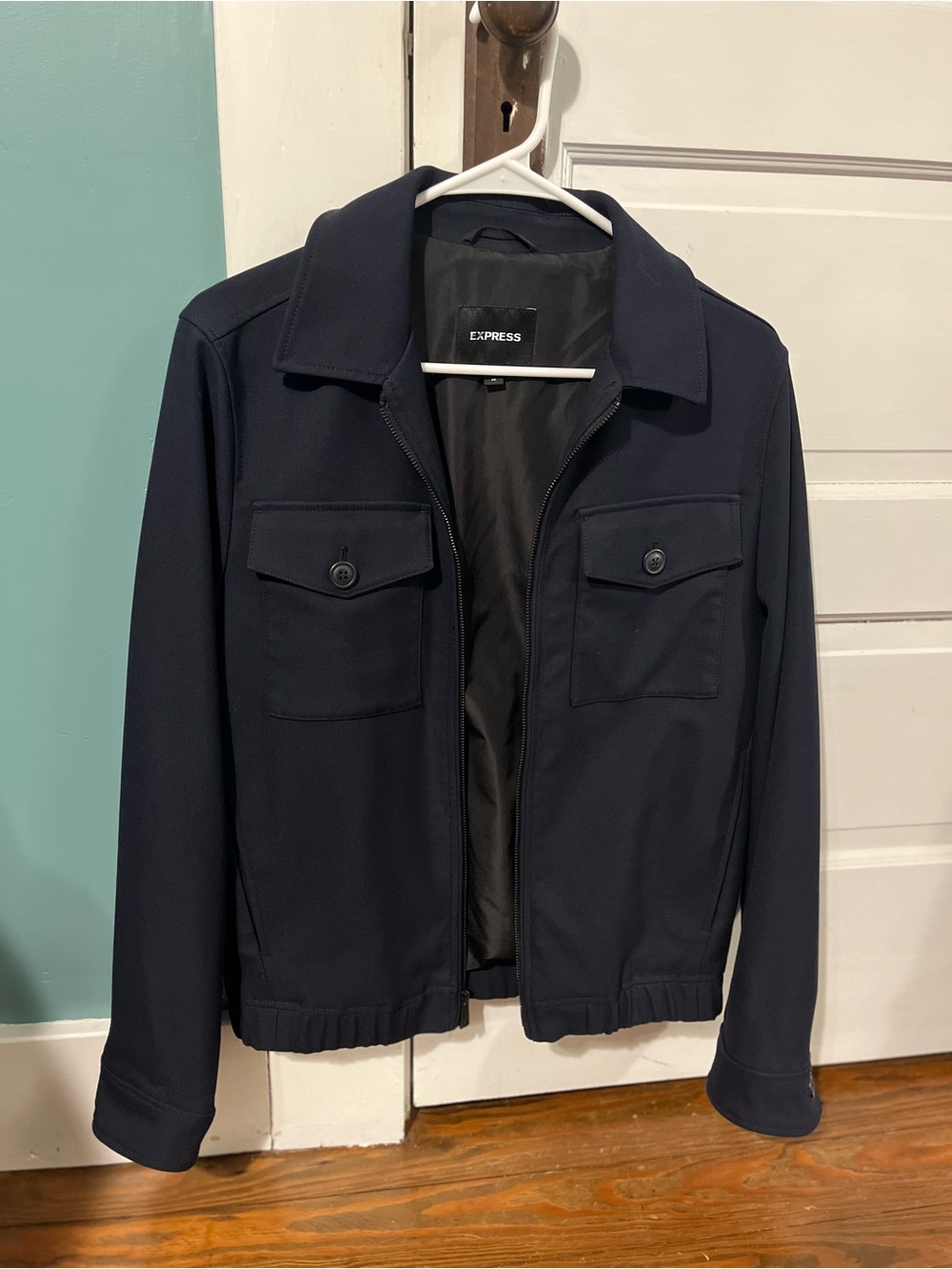 Express Men's Navy Lightweight Zip Shirt Jacket